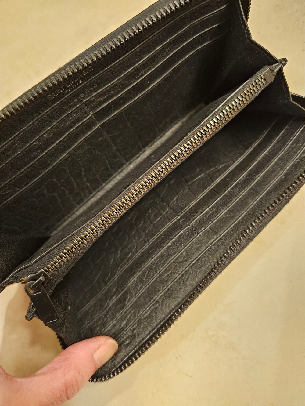 YSL Croc Embossed Zip Wallet - Picture 10 of 13
